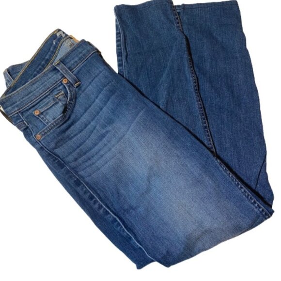 7 For All Mankind Gwenevere Straight Leg Jeans - Women’s Size 28, Blue Stretch - Picture 1 of 6